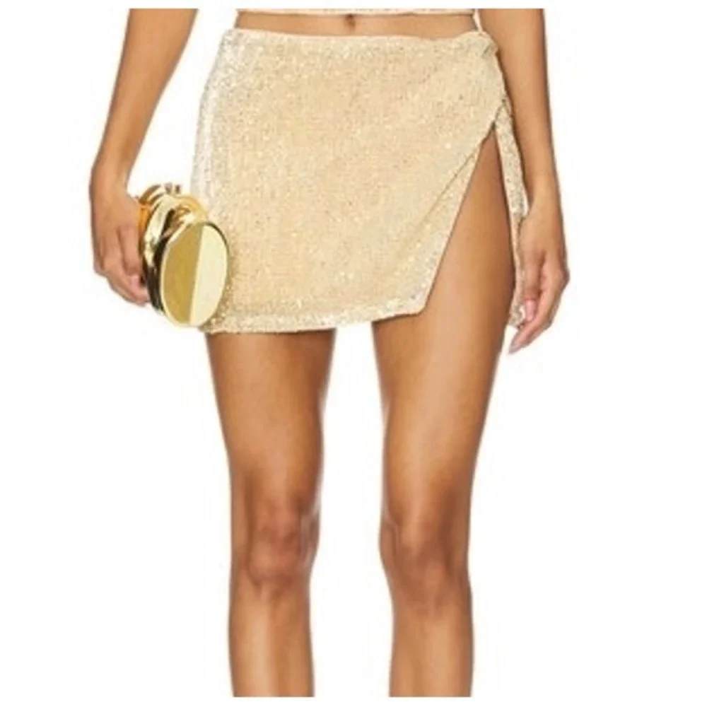Lovers and Friends Mini Skirt‎ Selma Sequin Party Gold Small